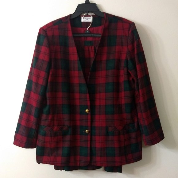 Alfred Dunner Dresses & Skirts - Vintage Alfred Dunner Red/Green Plaid Skirt Set, Size 20W